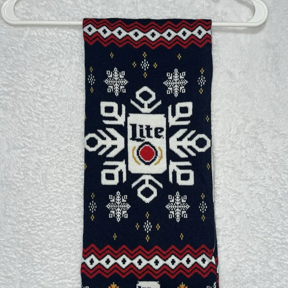 Miller Lite Beer Scarf Molson Coors Brewing Winter Christmas Ugly Sweater Theme